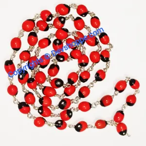 Red Chirmi mala in pure silver wire