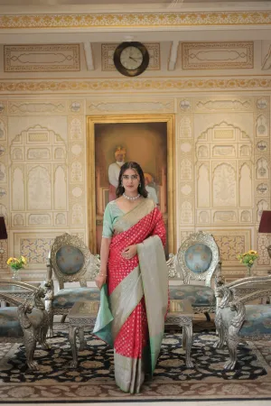 Red Classic Kanjivaram Silk Saree with Zari Weaving