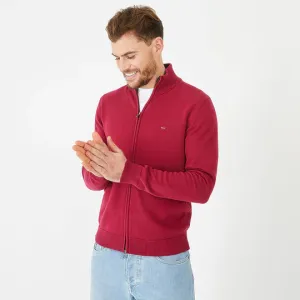 RED COTTON JERSEY ZIP CARDIGAN