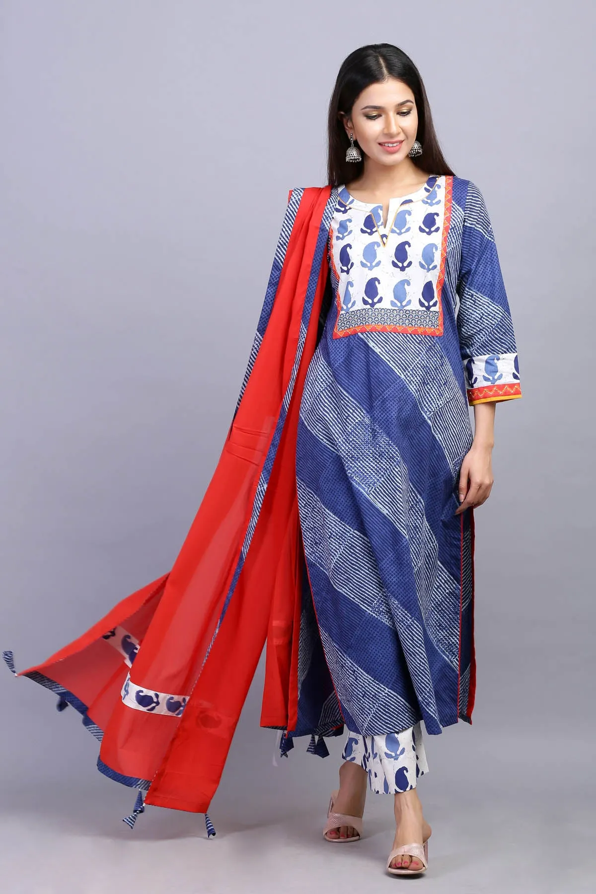 Red Cotton voil dupatta