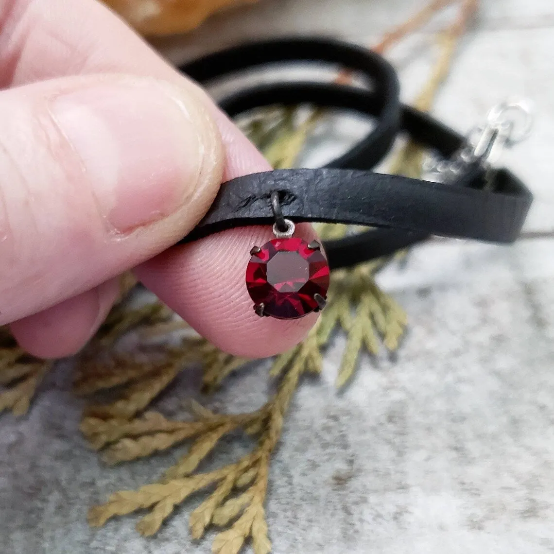 Red crystal choker necklace