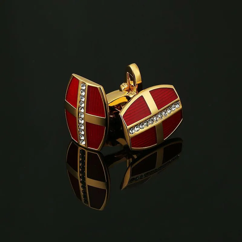 RED CRYSTAL GOLD CUFFLINKS