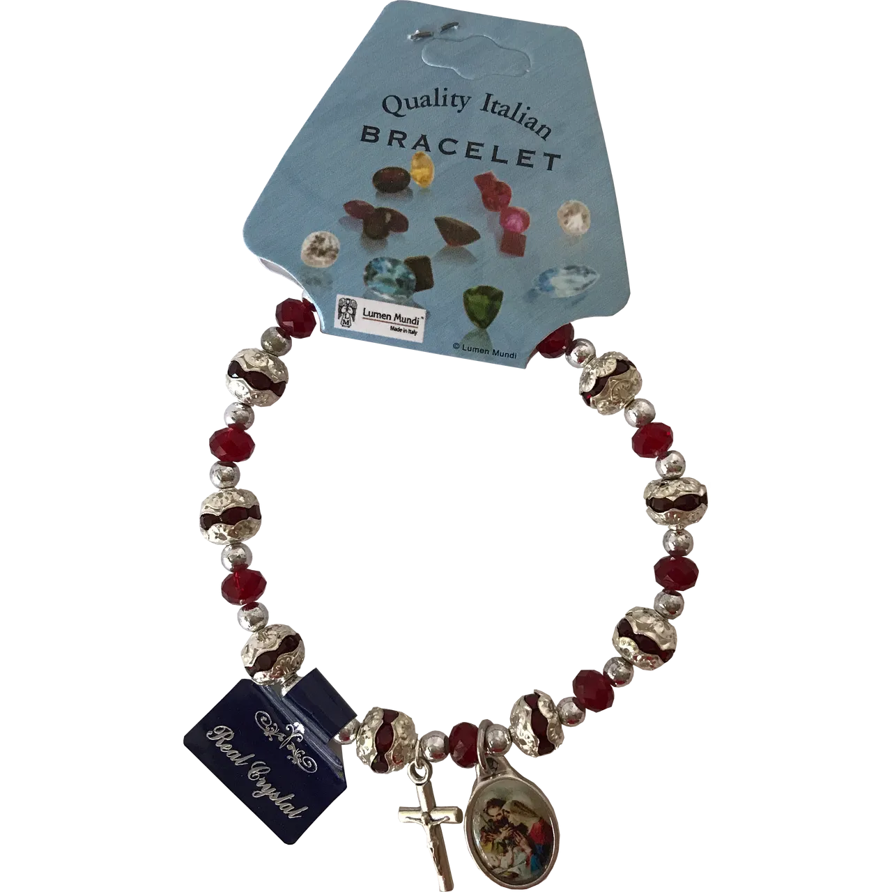 Red Crystal Stretch Nativity Bracelet