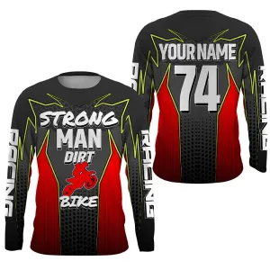 Red Custom Motocross Jersey Men Women Upf30  Strong Man Dirt Bike Off-Road Shirt Motorcycle