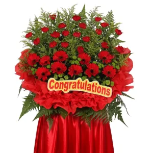 Red Daises & Roses Opening Flower Stand | FO213