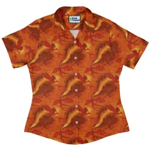 Red Dragon Fire Dnd Curvy Button Up Shirt