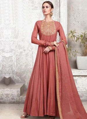 Red Ethnic Embroidered Designer Anarkali Suit