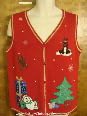 Red Festive Ugliest Christmas Sweater Vest