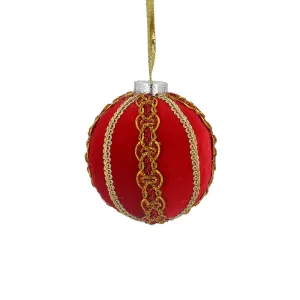 Red Flocked Braided Bauble