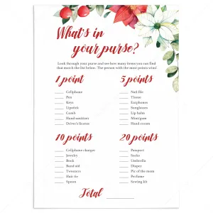 Red Floral Baby Shower Purse Raid Game