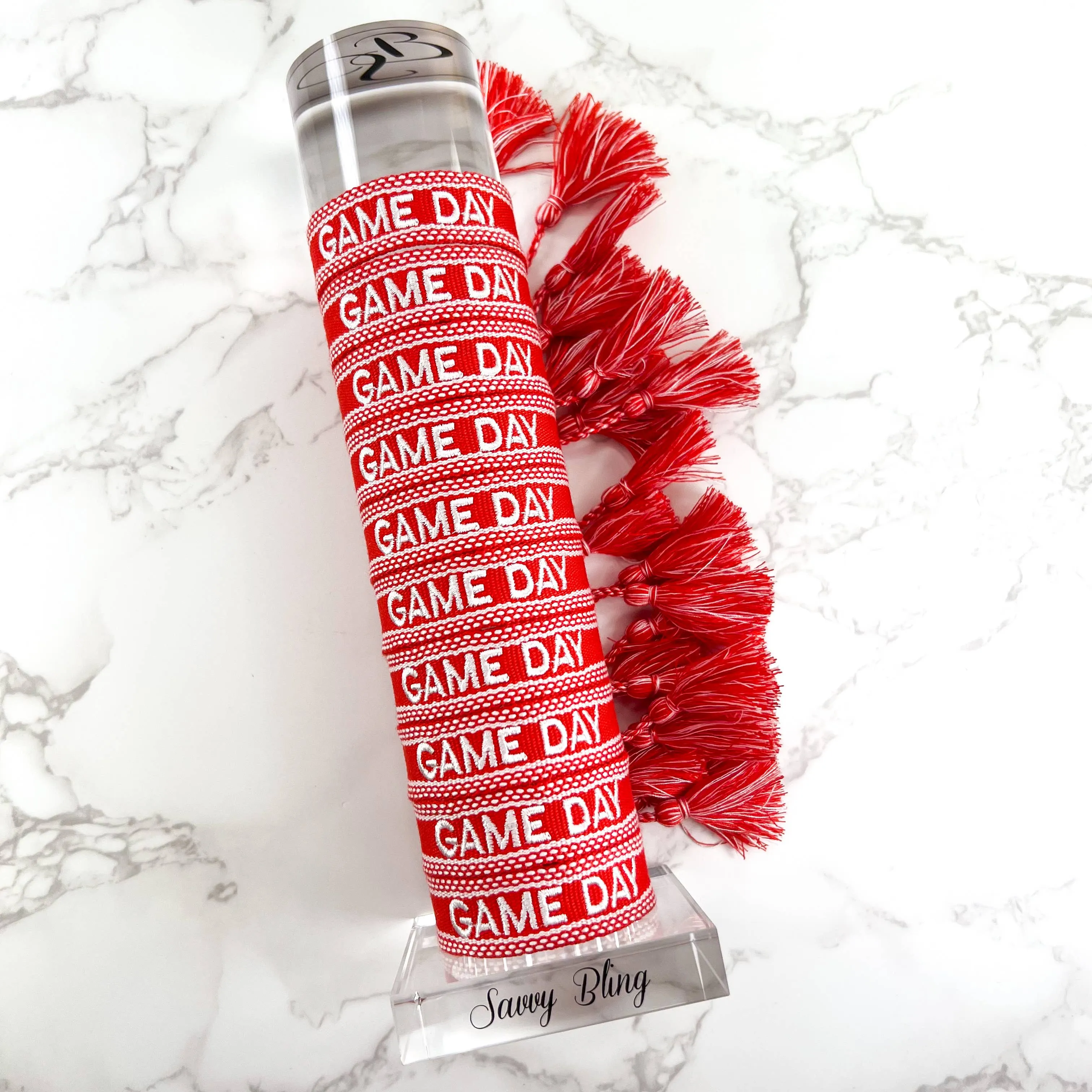 Red Game Day Embroidered Bracelet