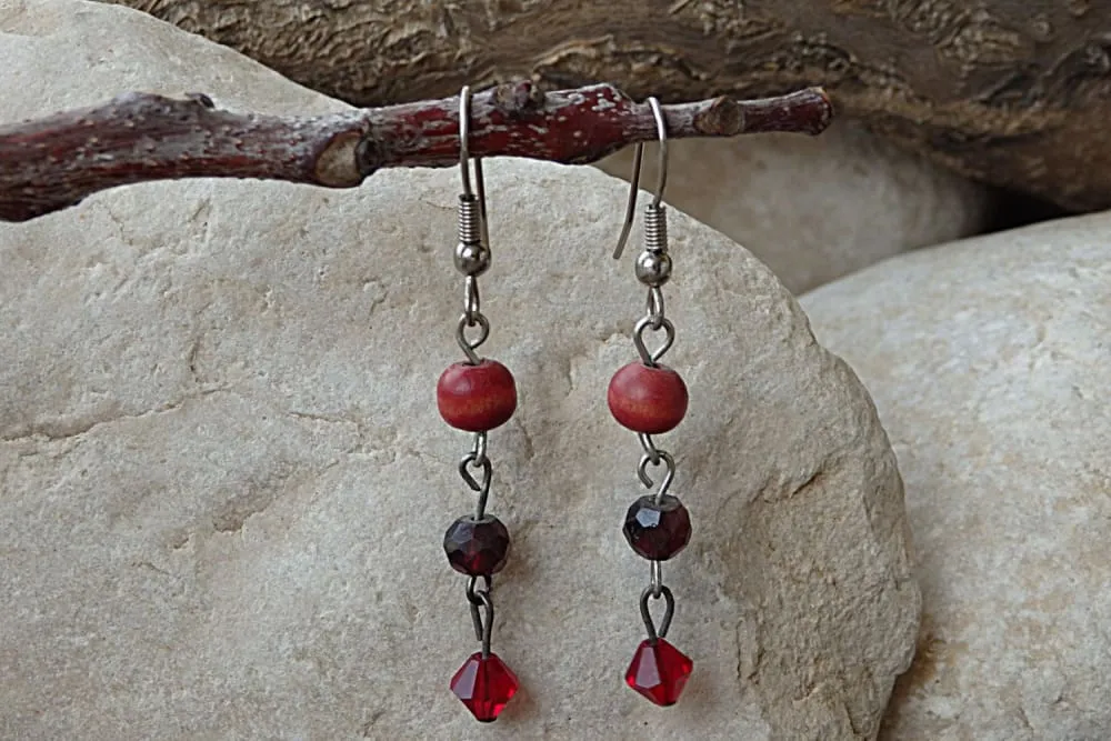 Red garnet dangle earrings