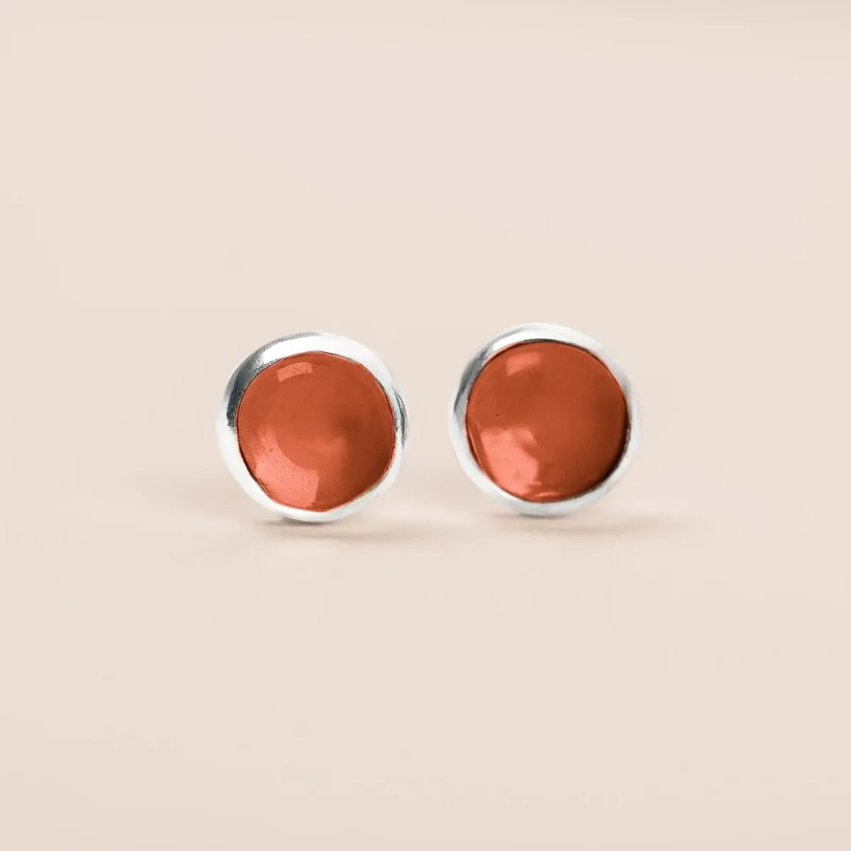 Red Garnet Gemstone Stud Earrings