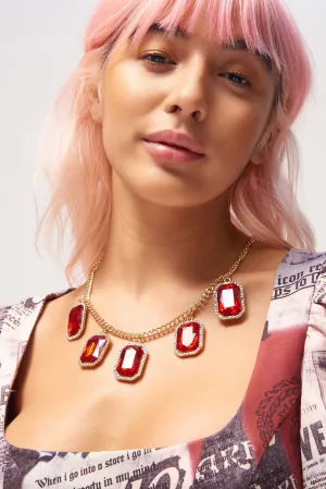 Red Gem Drop Necklace