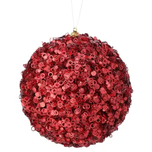 Red Glamour Sequin Ball Ornament, 4.5"