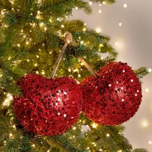 Red Glitter Sequin Berry Decoration - 30cm