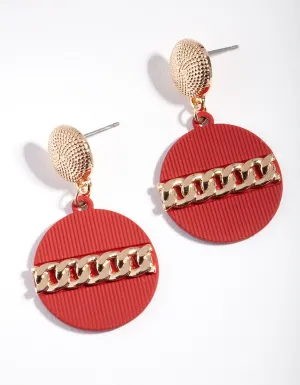 Red Gold Chain Link Earrings