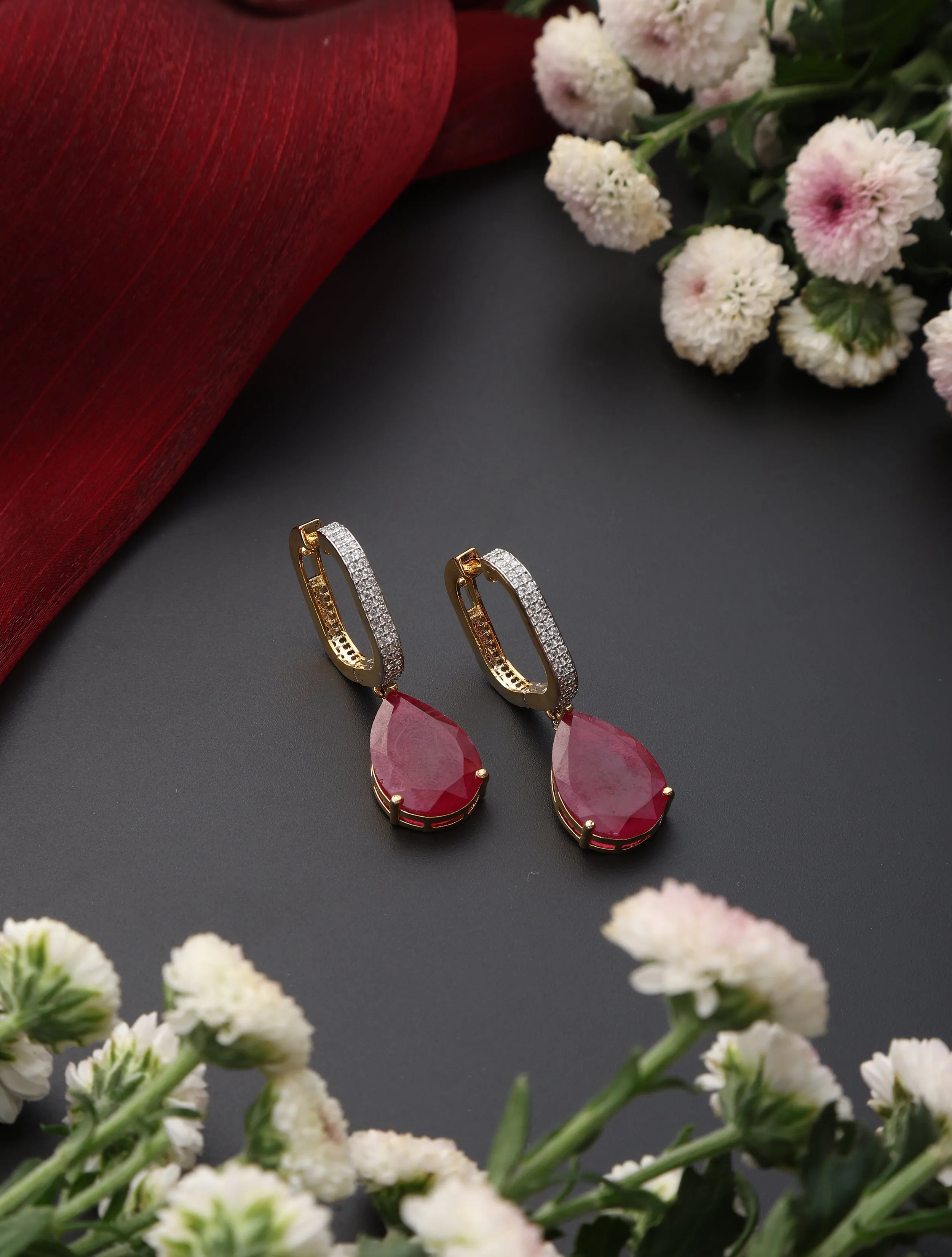 Red Gold Drop Earring