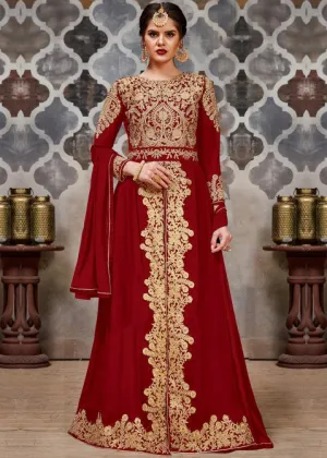 Red Golden Afghan Dress