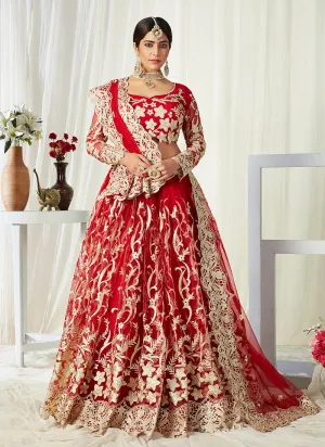 Red Golden Embroidered Lehenga Choli