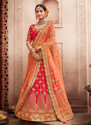 Red Golden Zari Embroidered Designer Lehenga Choli