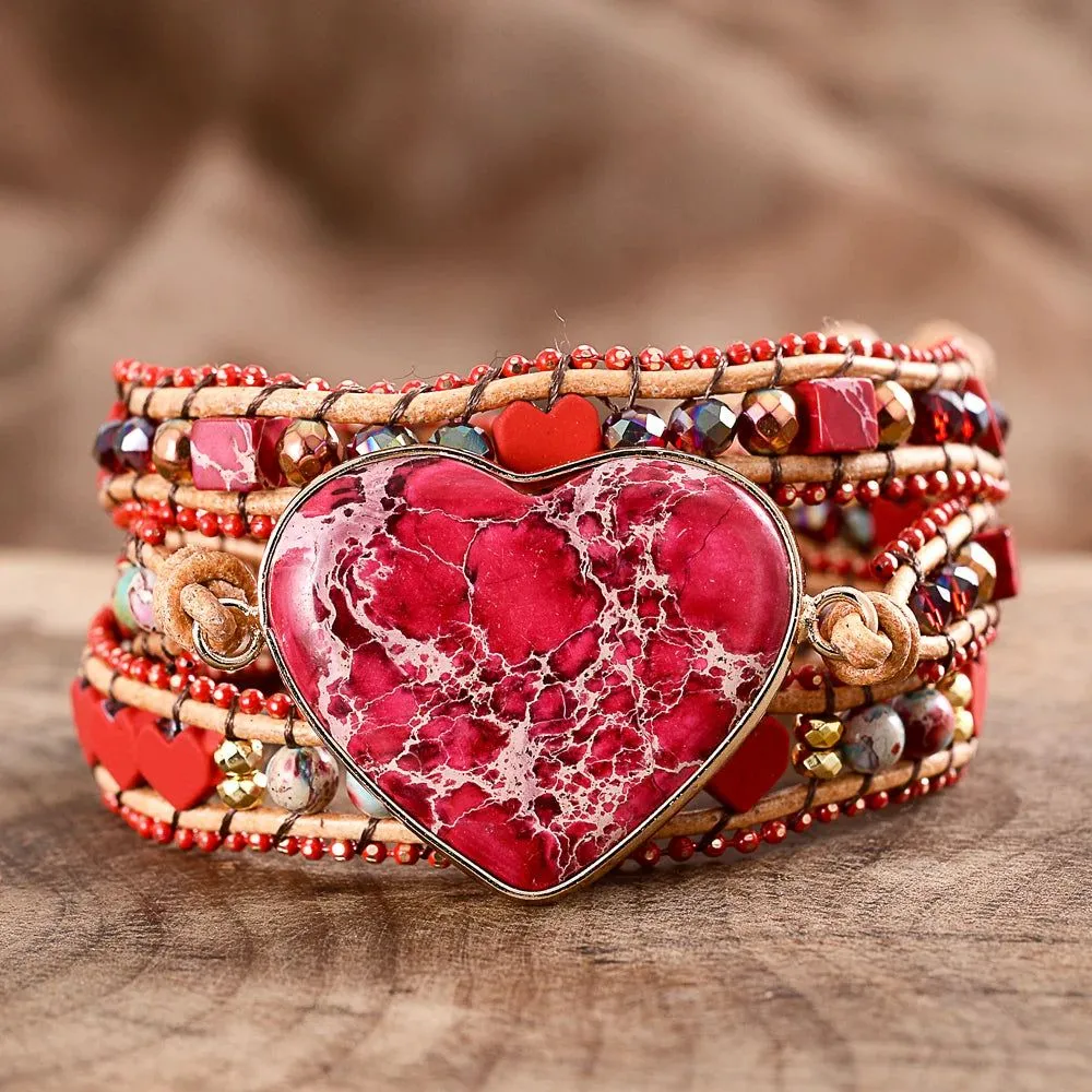 Red Heart Big Stone Bracelet