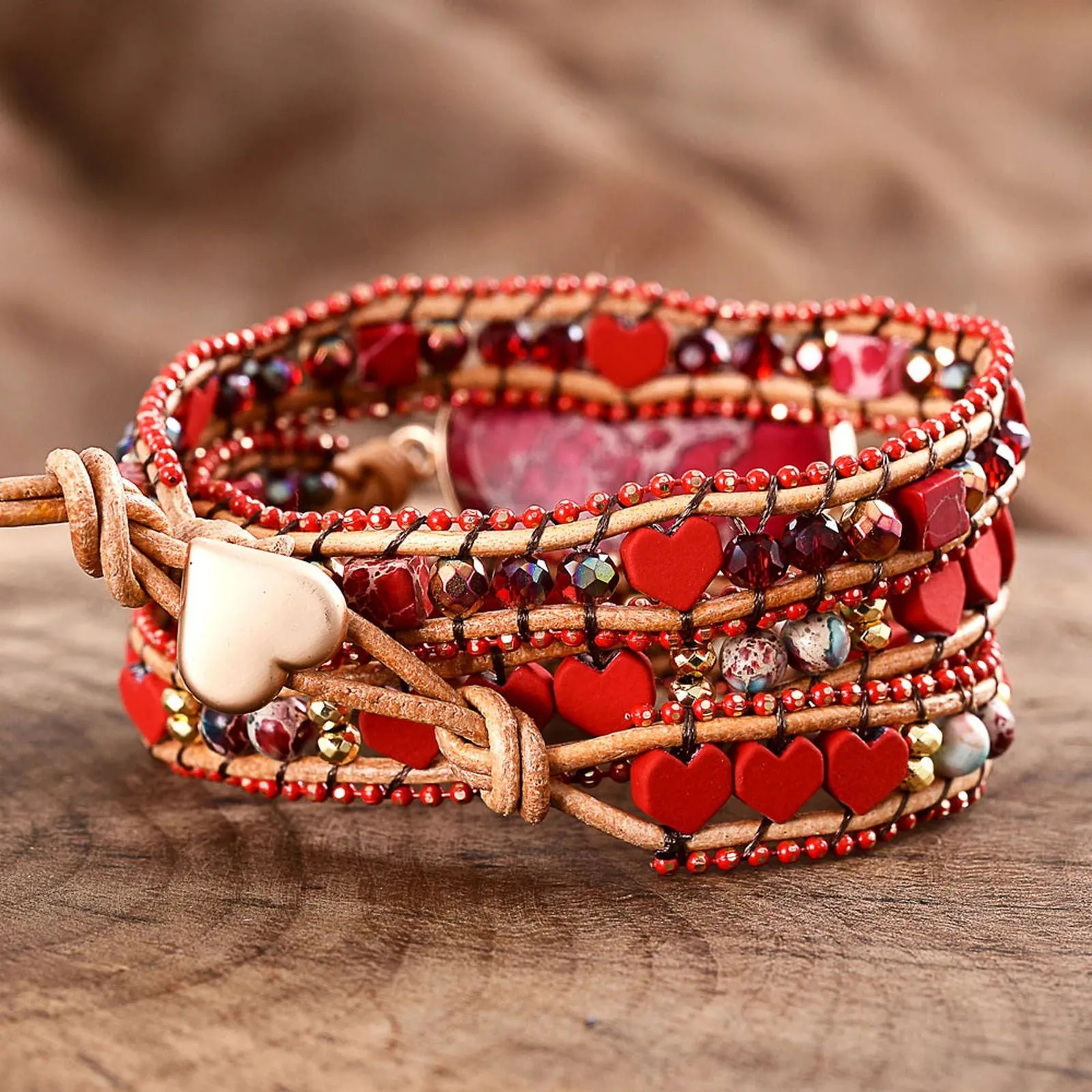 Red Heart Big Stone Bracelet