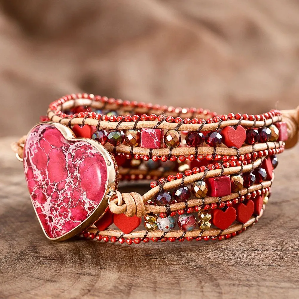 Red Heart Big Stone Bracelet