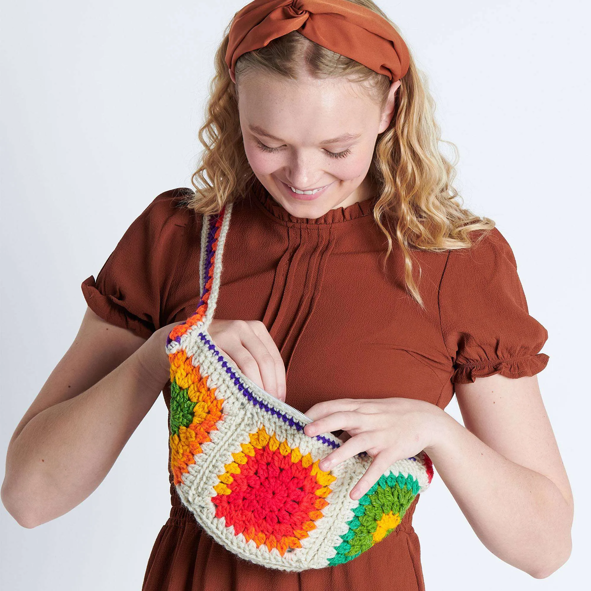 Red Heart Crochet Granny Fanny Bag