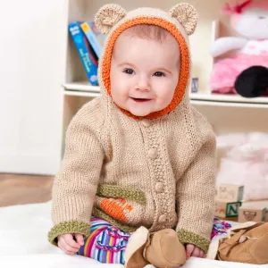 Red Heart Knit Baby Bear Hoodie