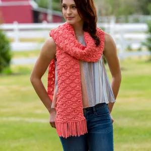 Red Heart Knit Wavy Drop-Stitch Scarf