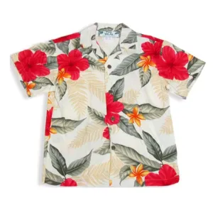 Red hibiscus Hawaiian Shirt for Boys