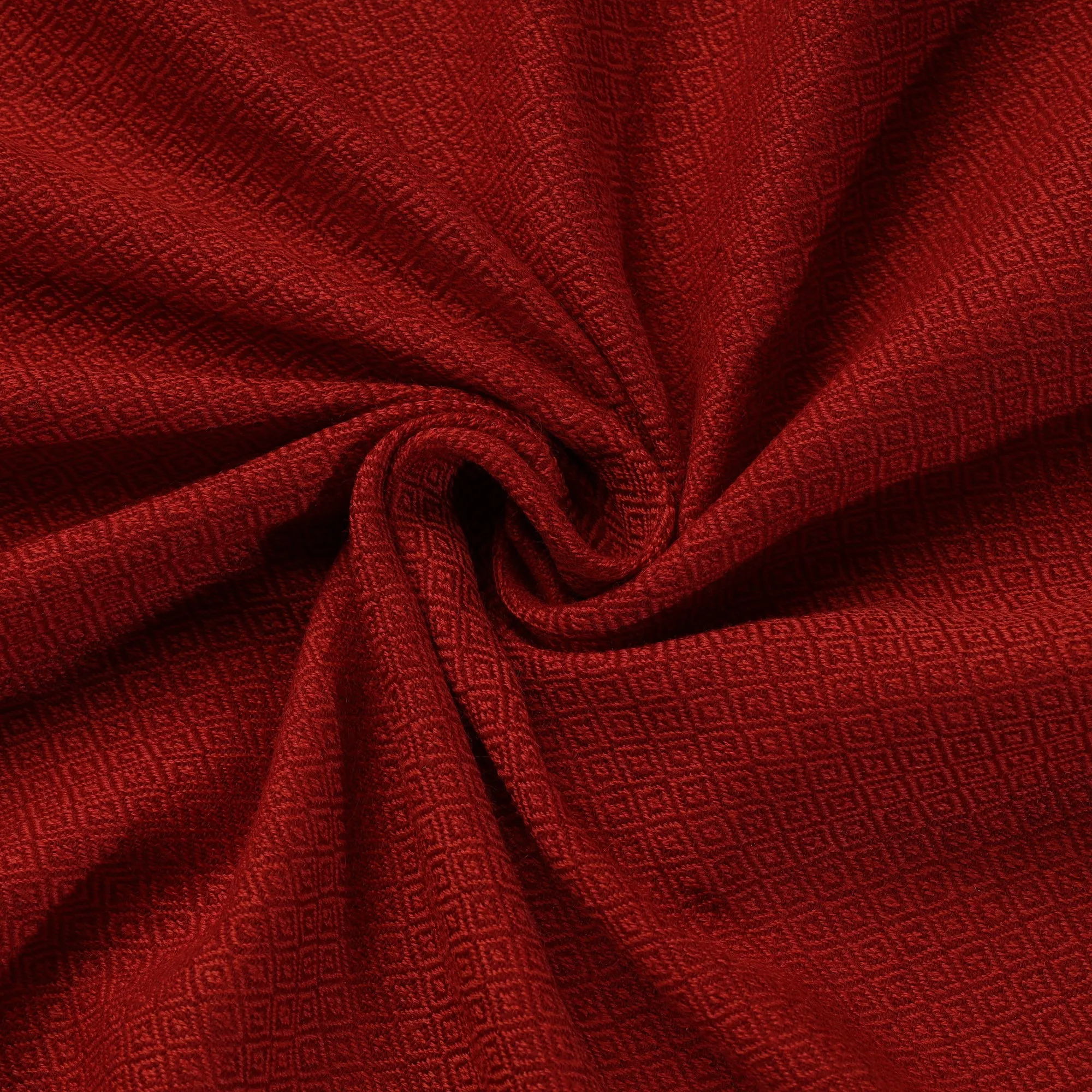 Red - Kumaun Handwoven Pure Merino Woolen Fabric 01