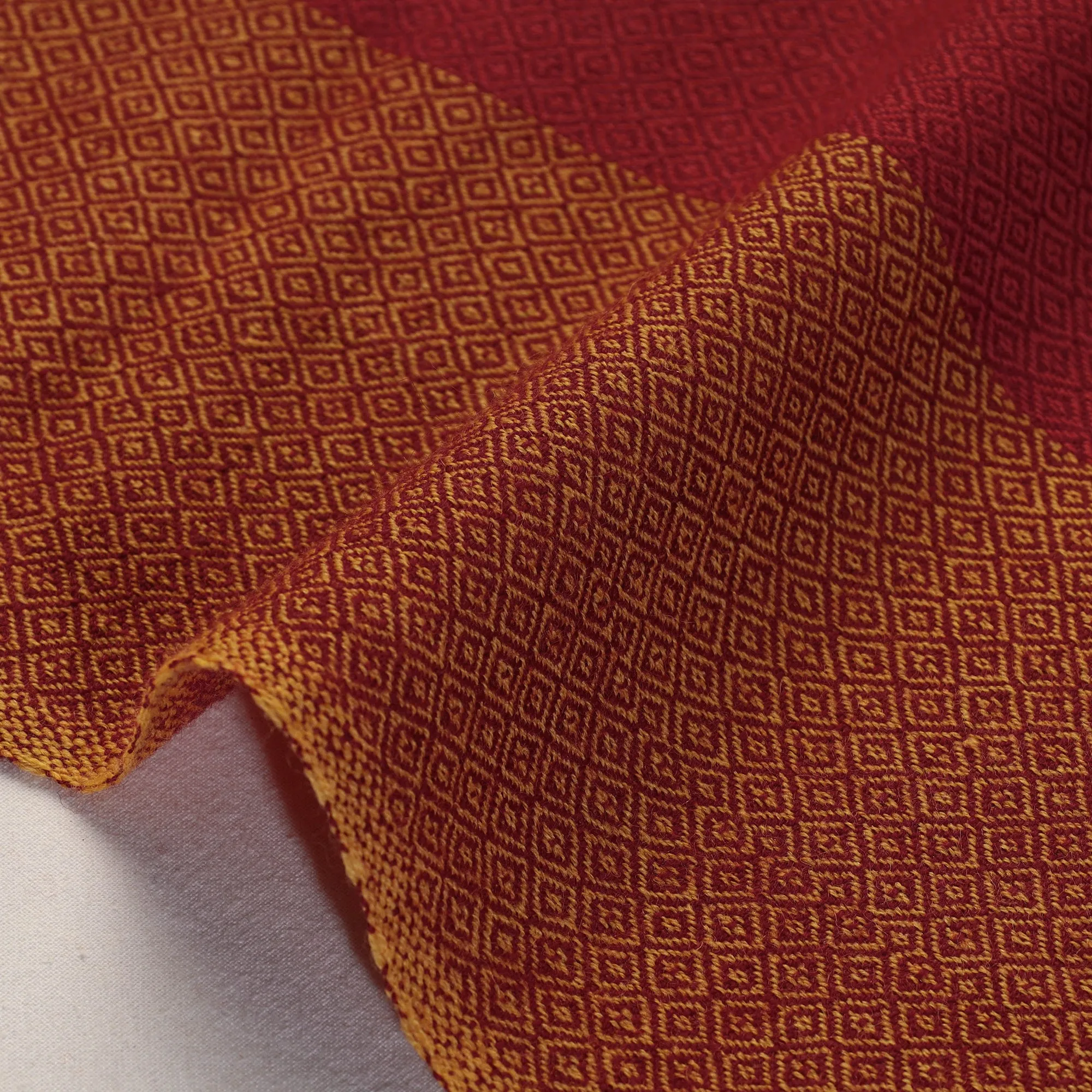 Red - Kumaun Handwoven Pure Merino Woolen Fabric 01