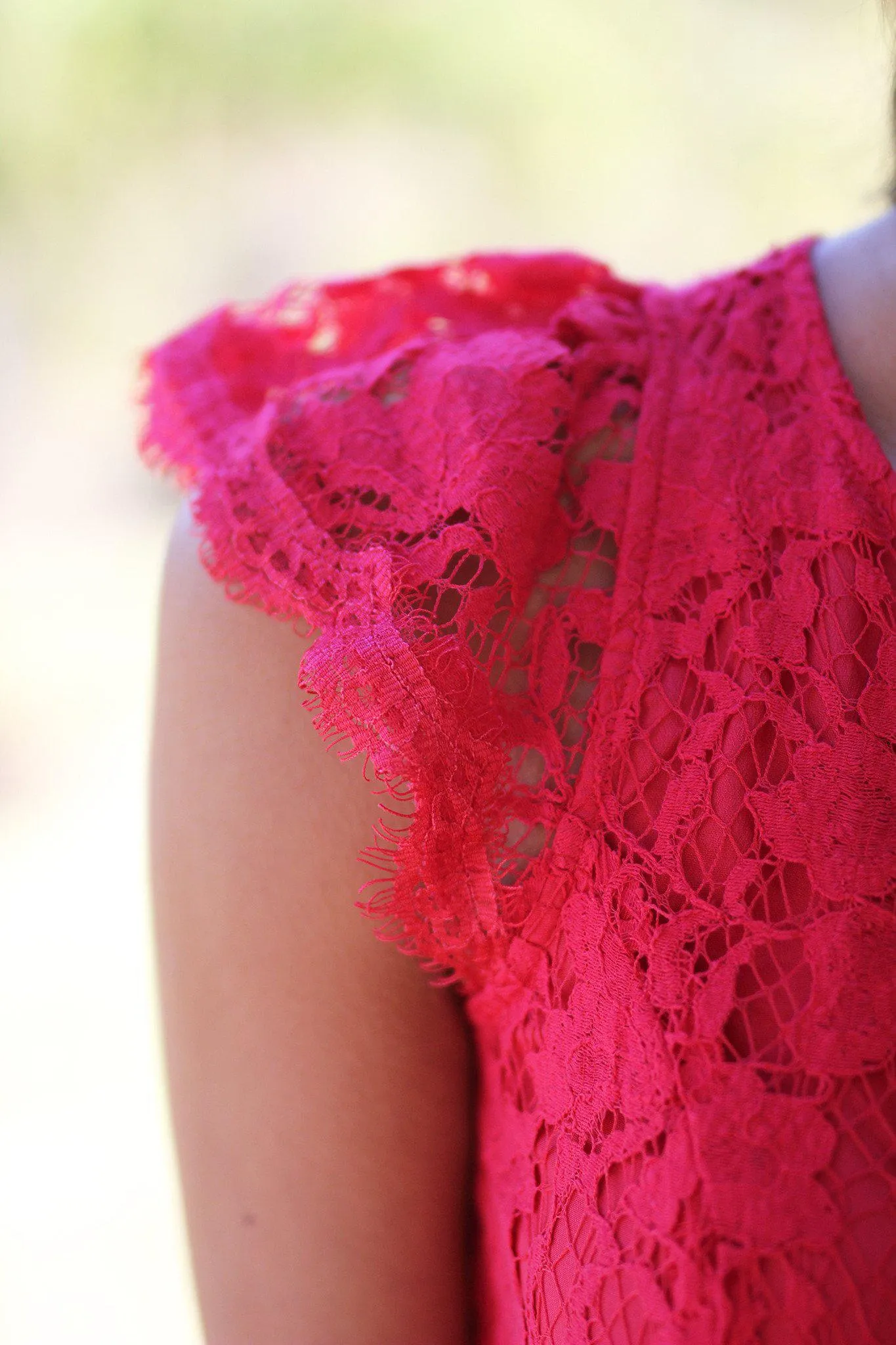 Red Lace Dress with Pockets