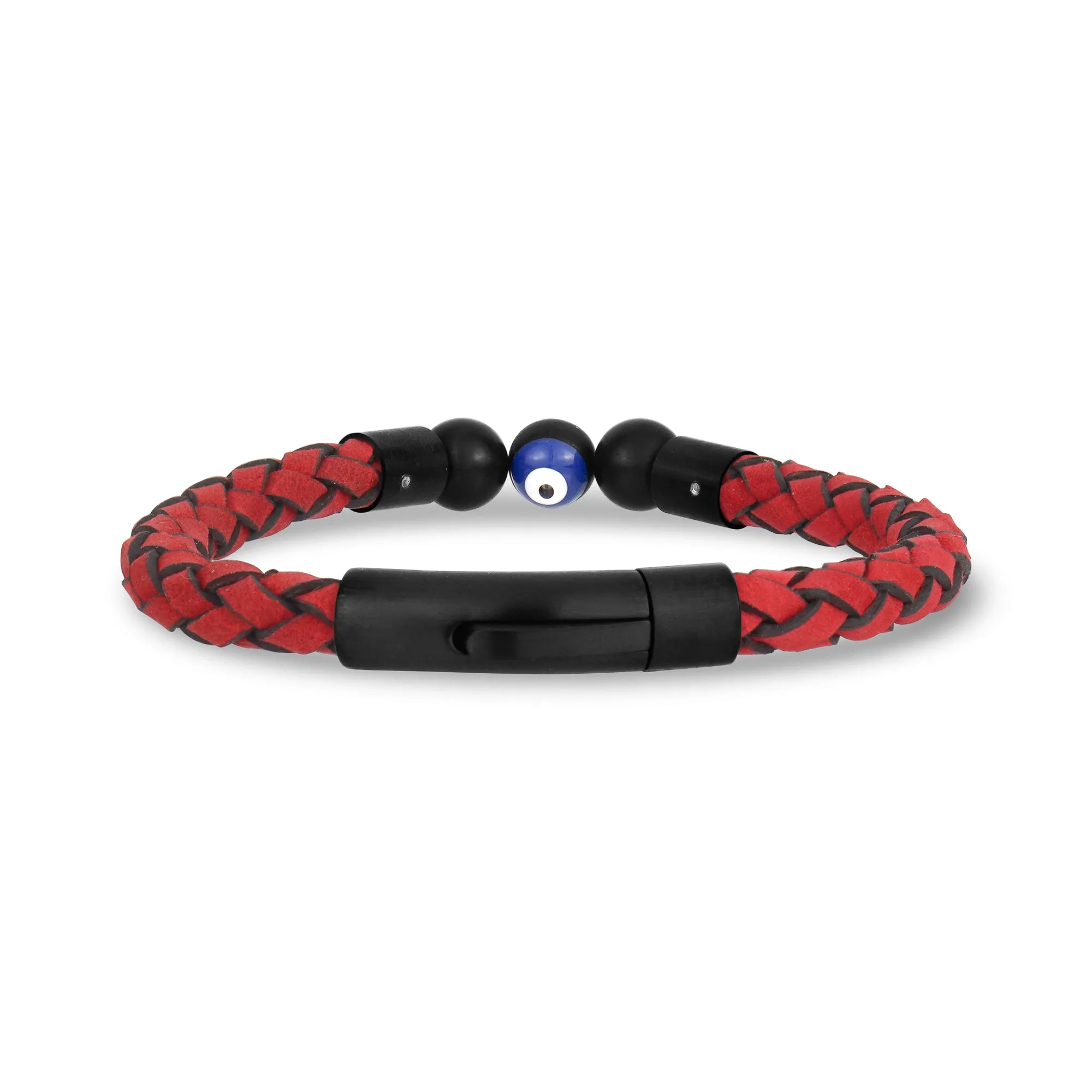 Red Leather Evil Eye Bracelet