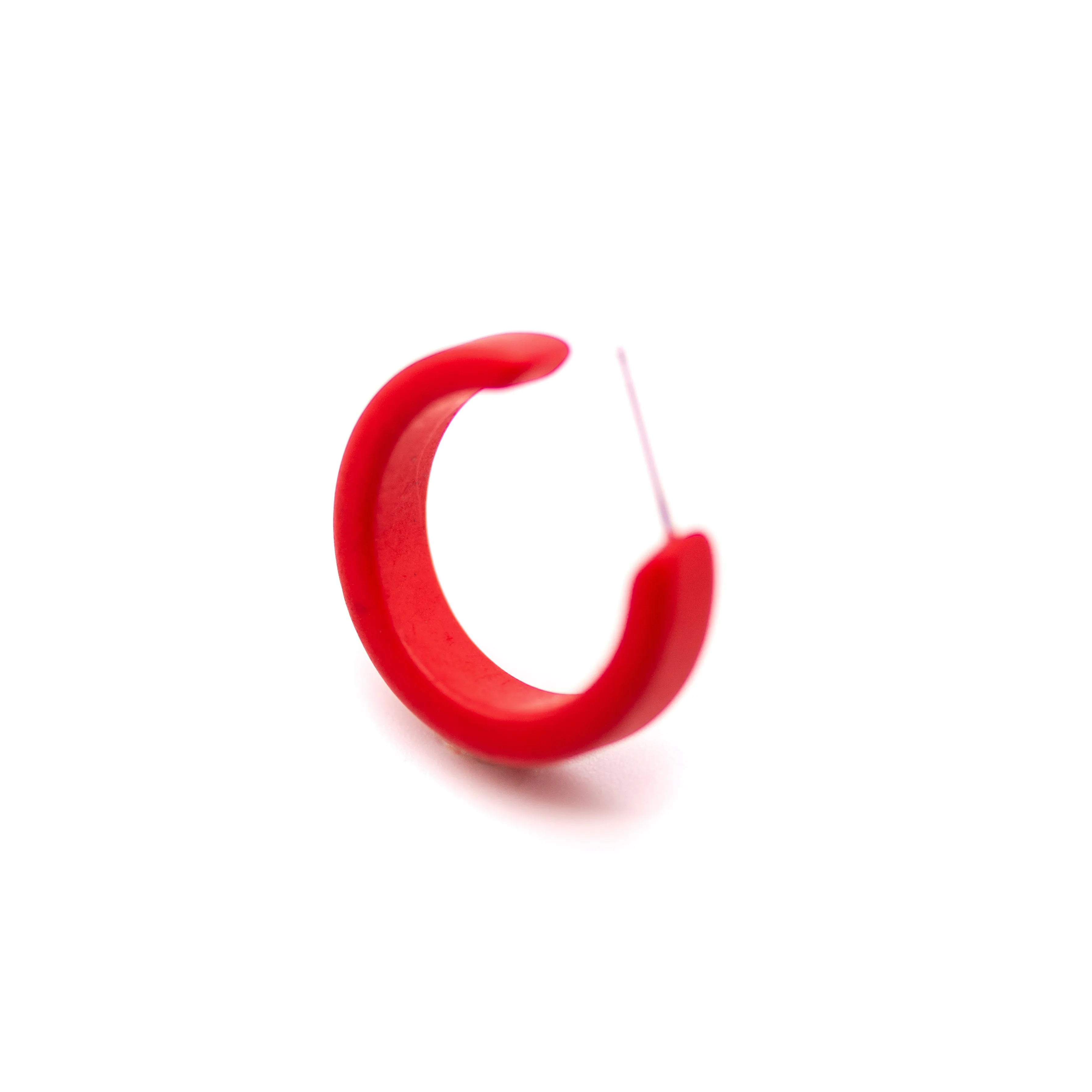 Red Matte Mini Classic Hoop Earrings