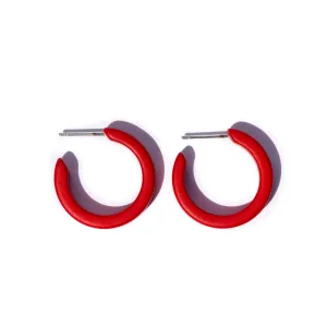 Red Matte Mini Classic Hoop Earrings