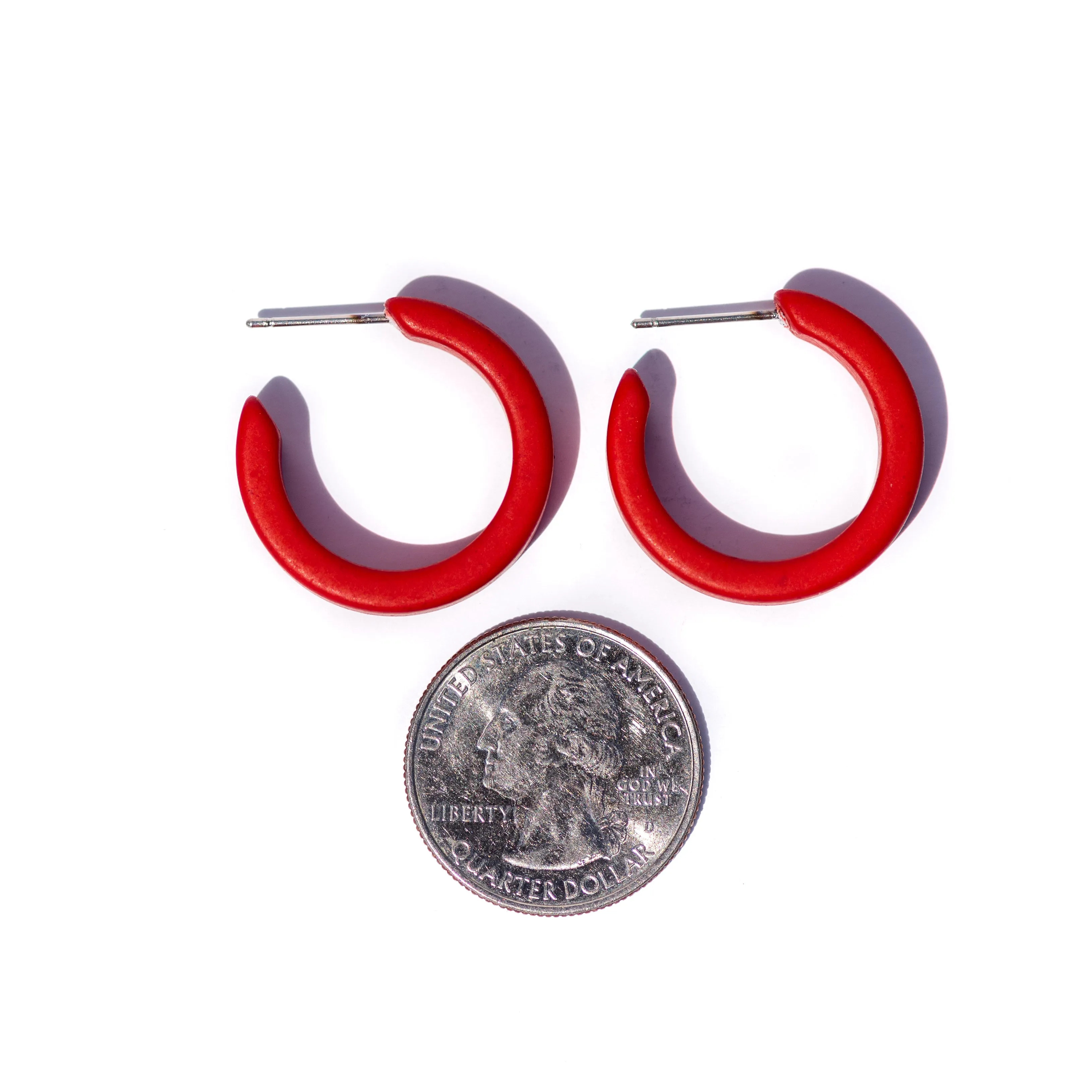 Red Matte Mini Classic Hoop Earrings