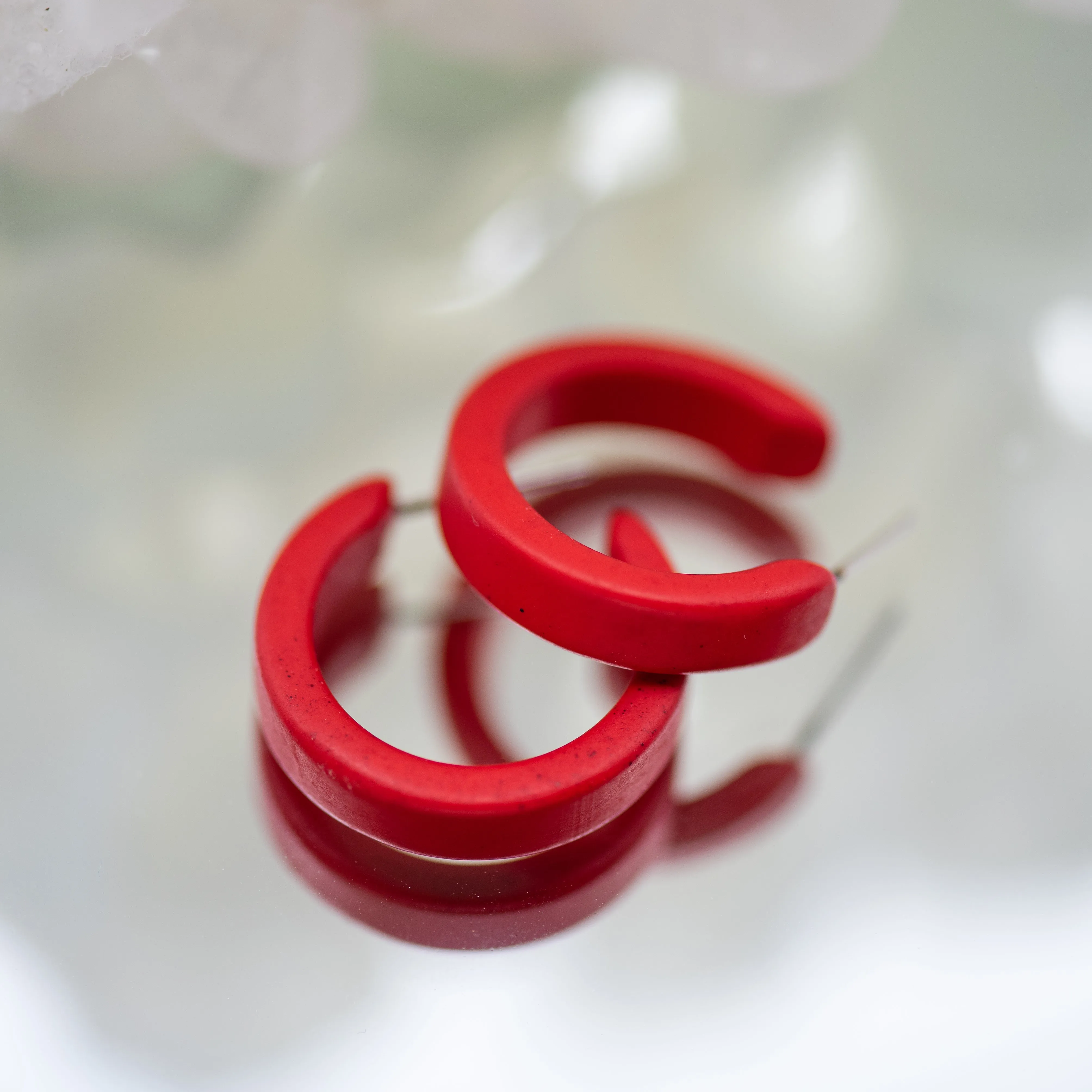 Red Matte Mini Classic Hoop Earrings