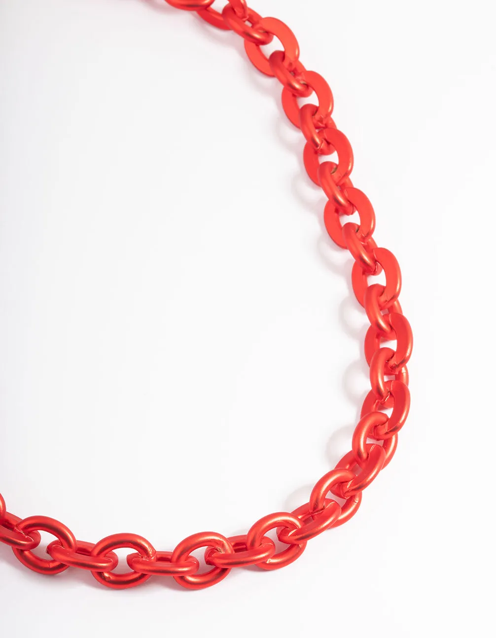 Red Metallic Coated Chain Necklace