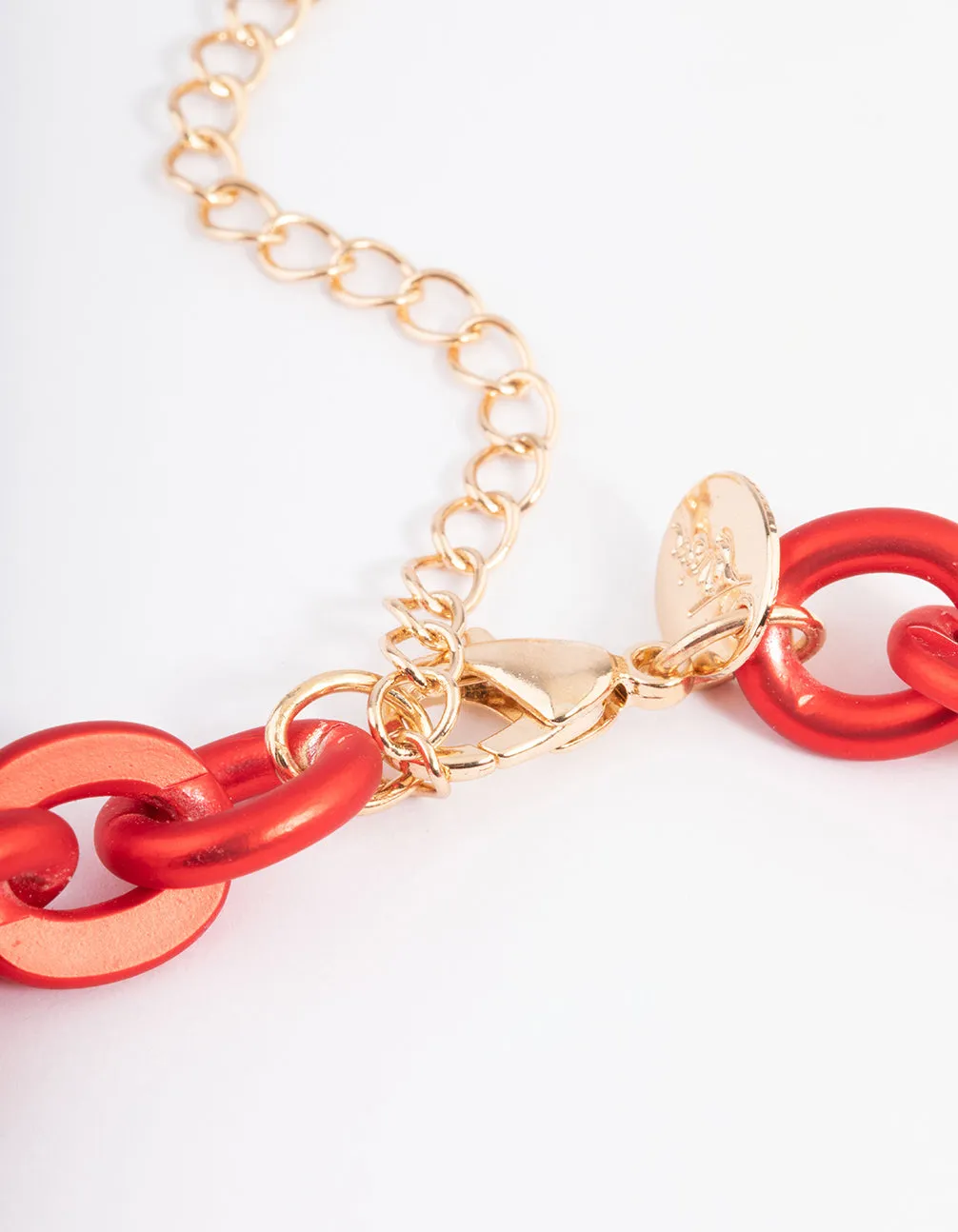 Red Metallic Coated Chain Necklace