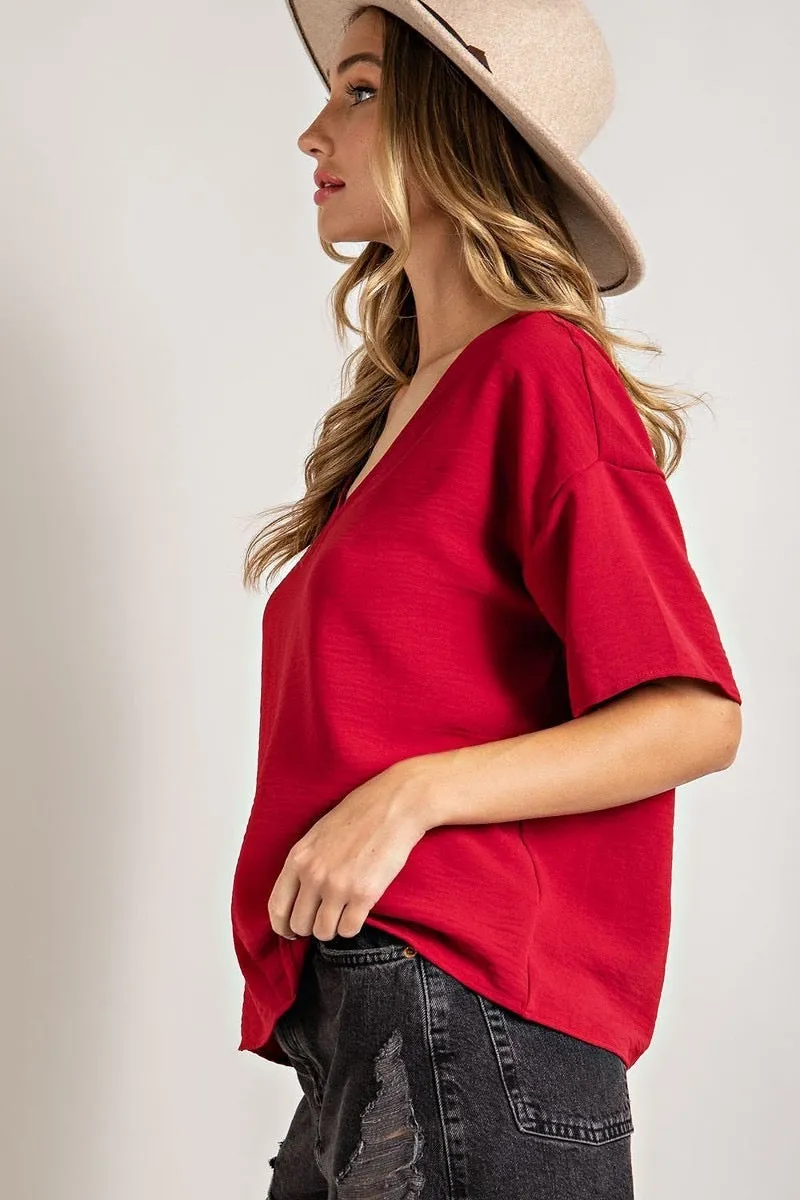 Red Milano Short Sleeve Top