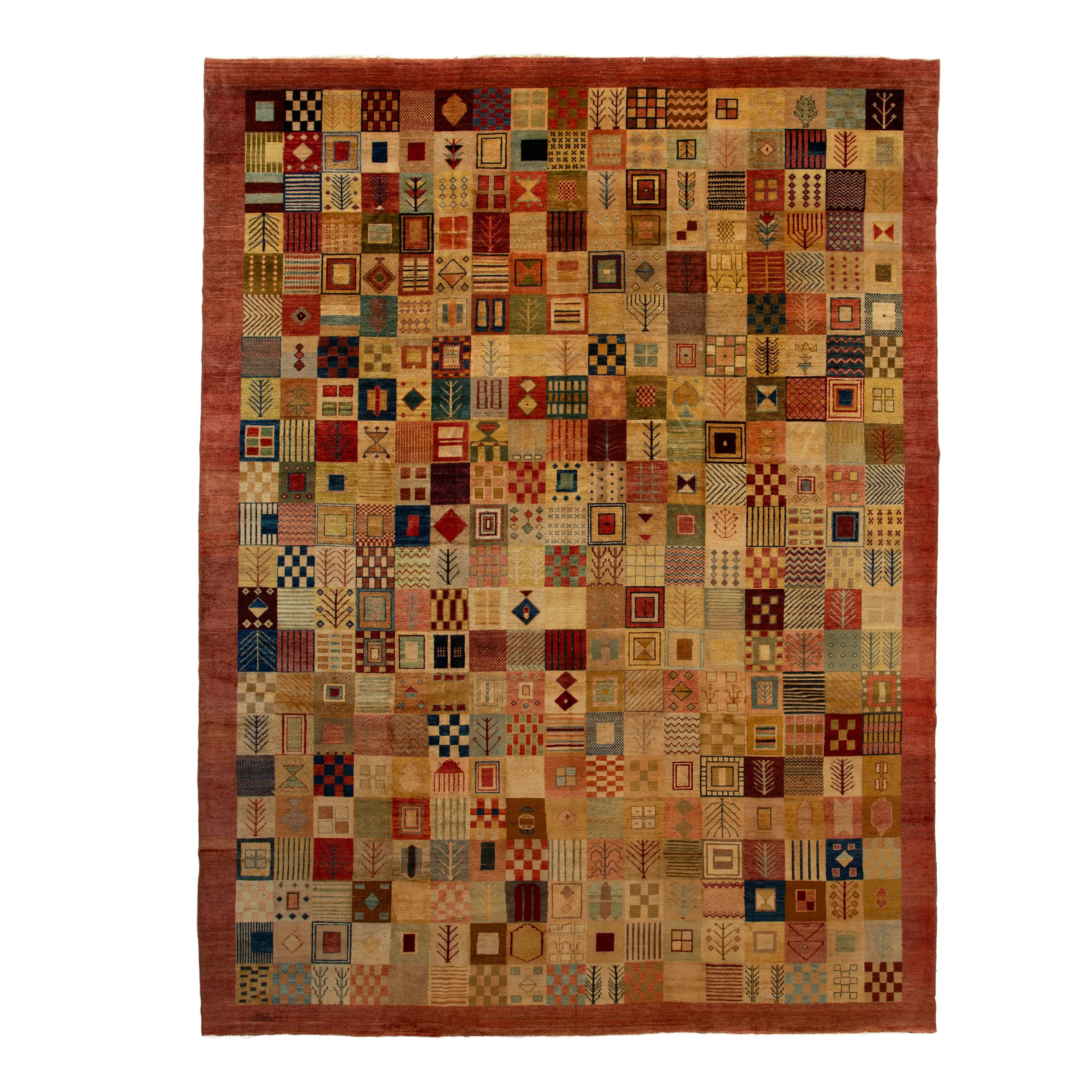 Red Modern Wool Rug - 11'3" x 14'1"