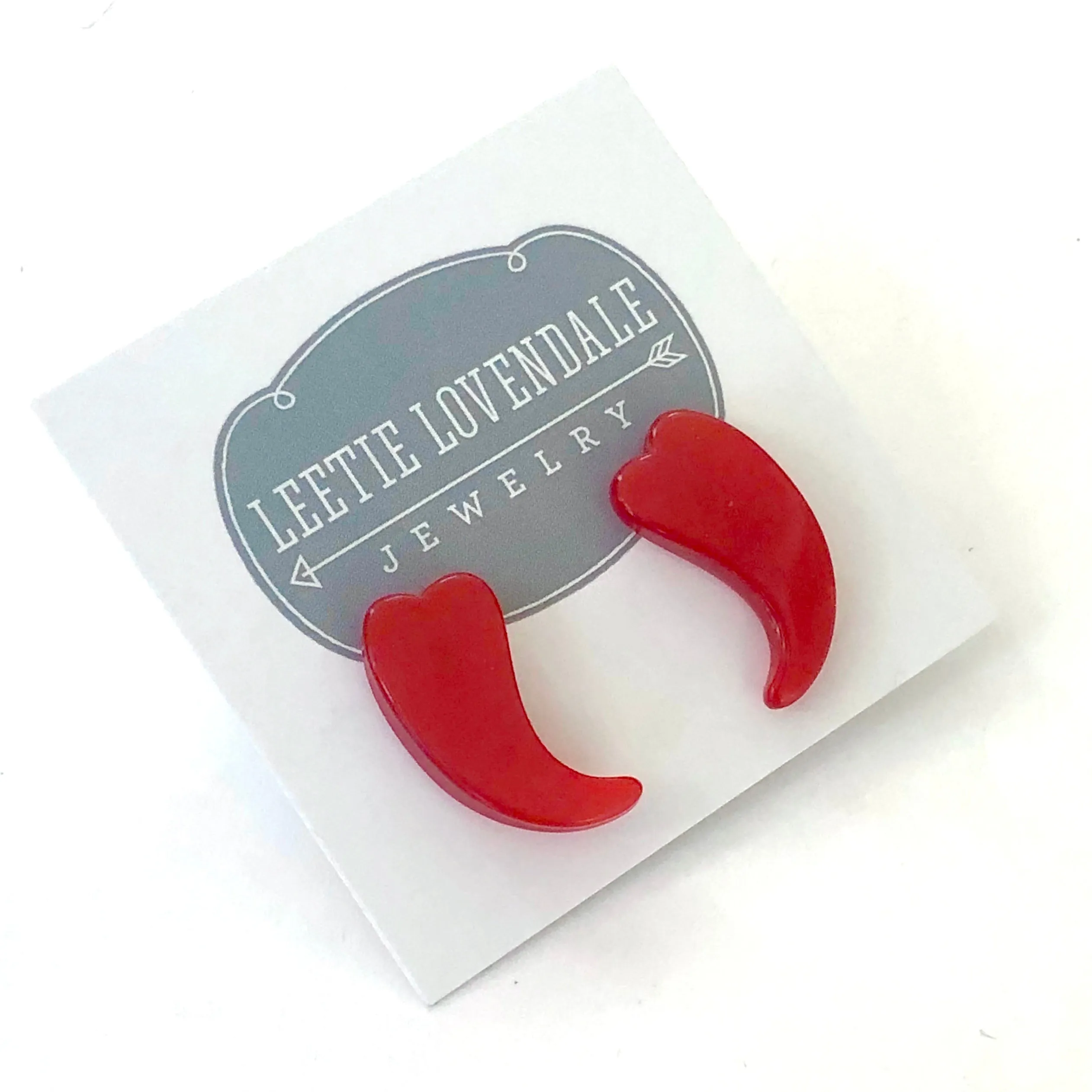 Red Moonglow Swish Heart Stud Earrings