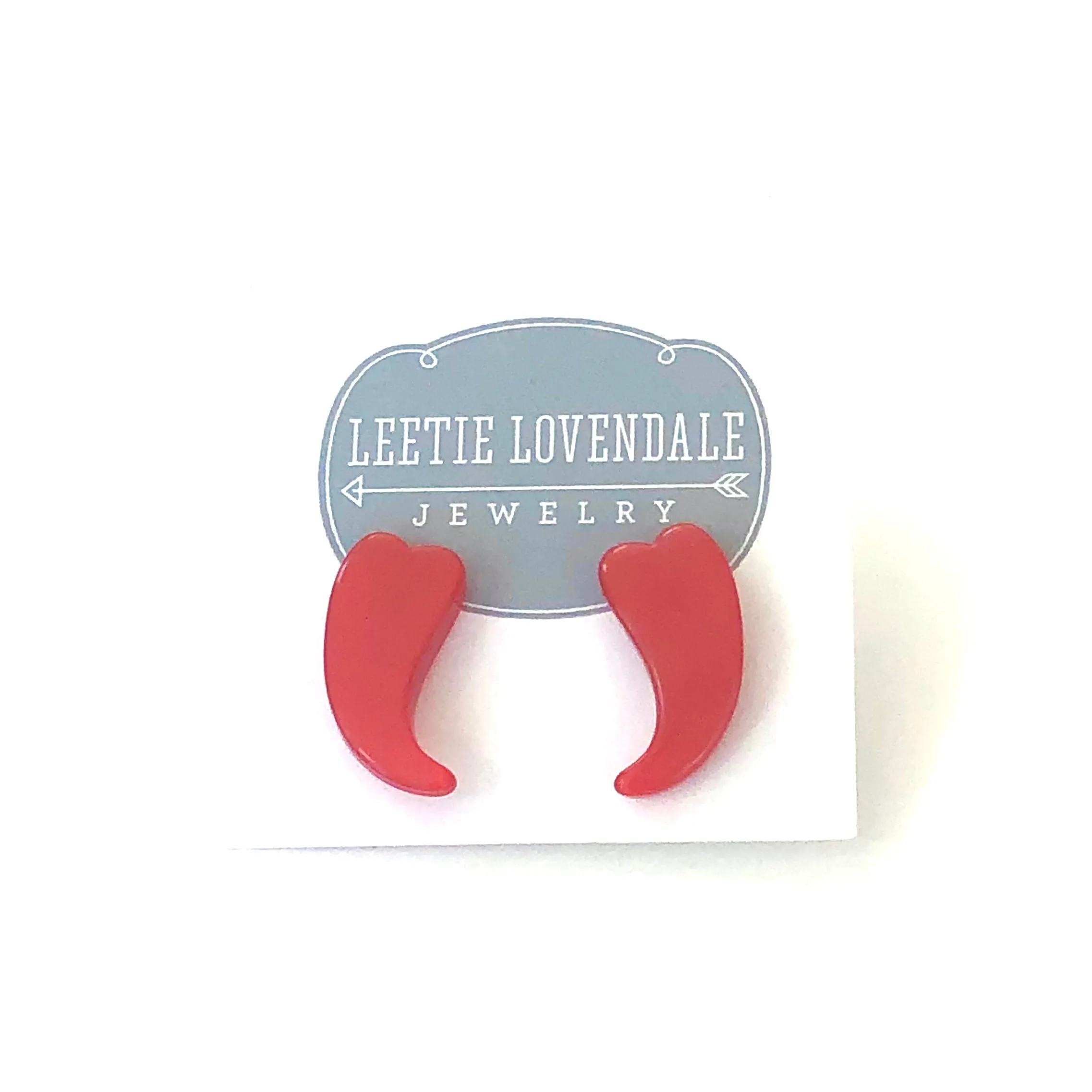 Red Moonglow Swish Heart Stud Earrings