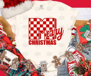 Red MTV Merry Christmas Checkered Cream Tee