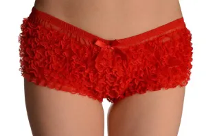 Red Multi Layers Women Frilly Ruffle Lace Panty Shorts