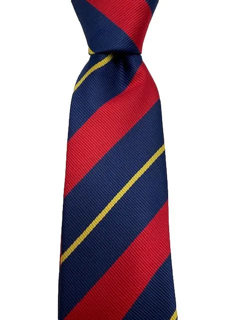 Red, Navy Blue and Yellow Striped Tie