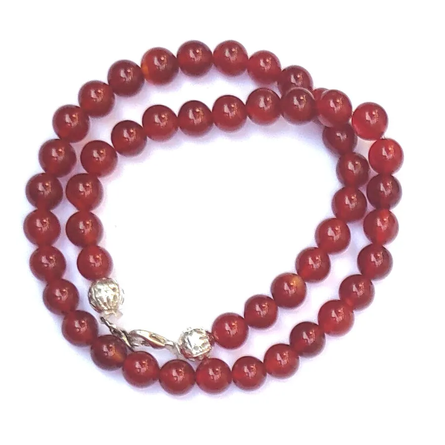 Red Onyx Crystal Round Beads Necklace 15 Inches, 6mm Beads (Semi-Precious Mala)